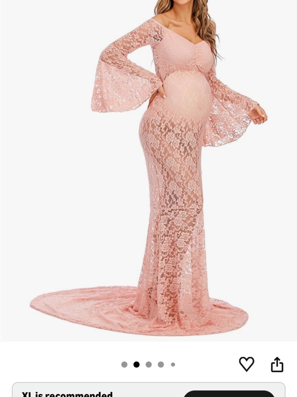 Lace Maternity Gown in Blush Pink